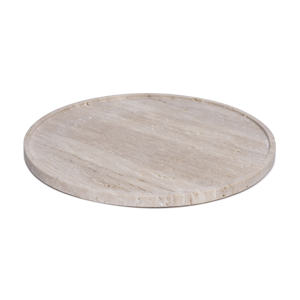 Travertine dienblad rond met rand - Interior pieces