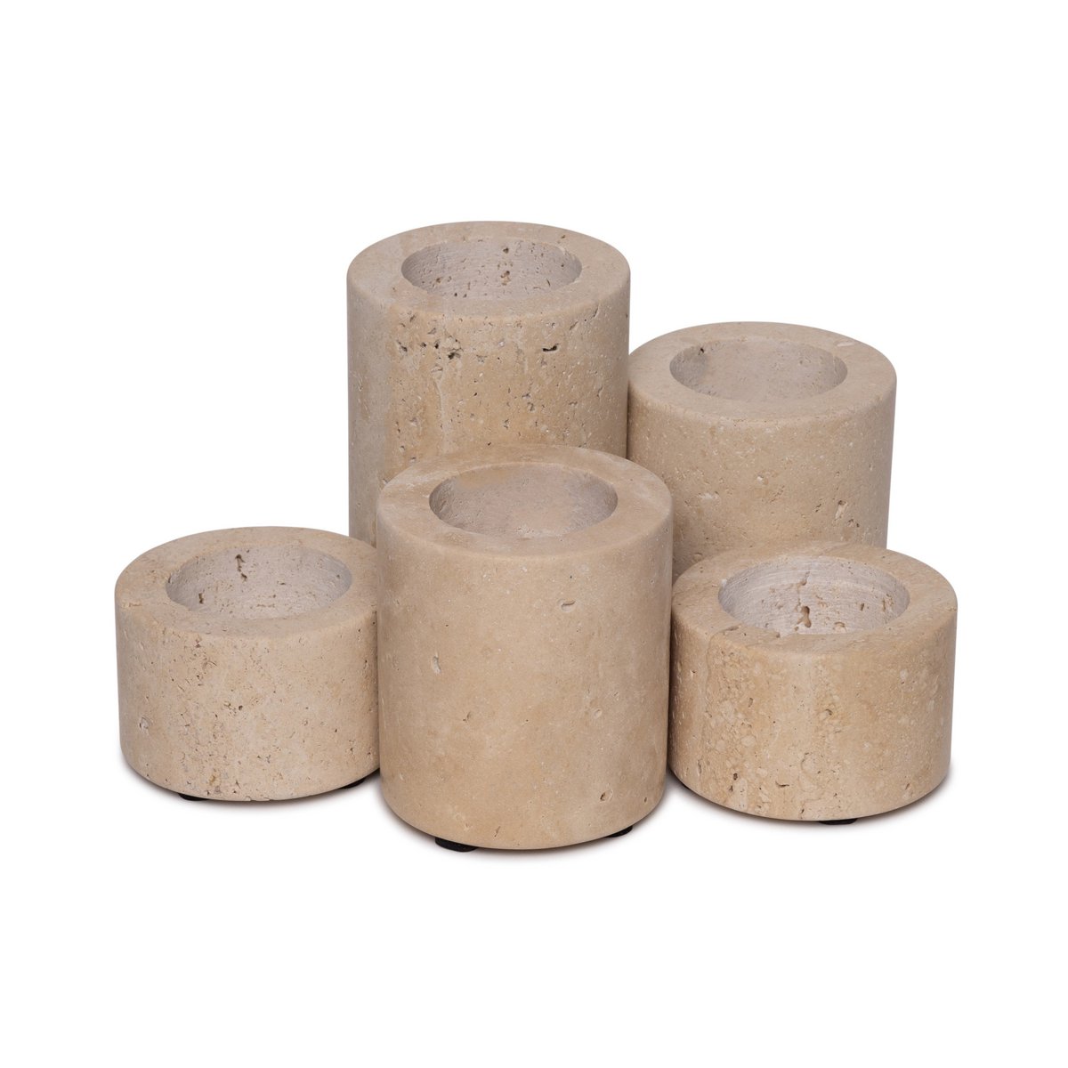Travertine waxinelichthouder set van 3 - Interior pieces