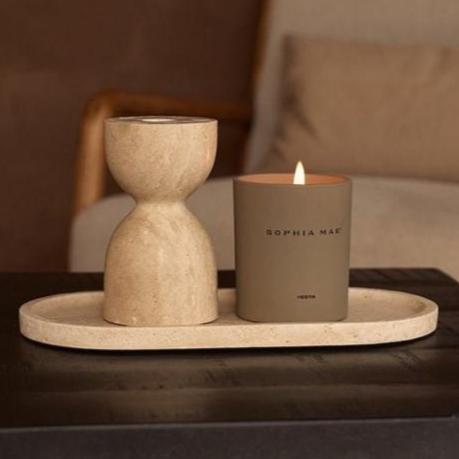 Travertine design kaarshouder - Interior pieces