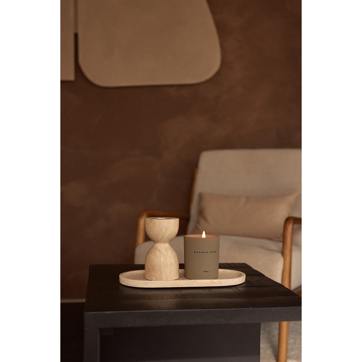 Travertine design kaarshouder - Interior pieces