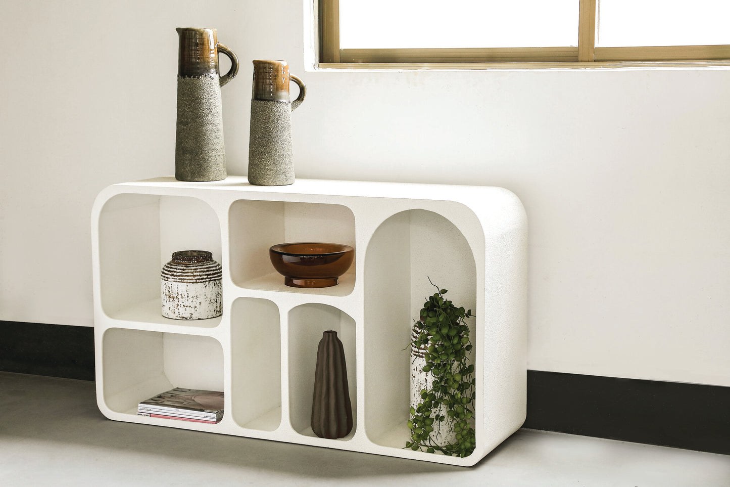 PTMD Emmelie White MDF rough organic shape cabinet low - Interior pieces