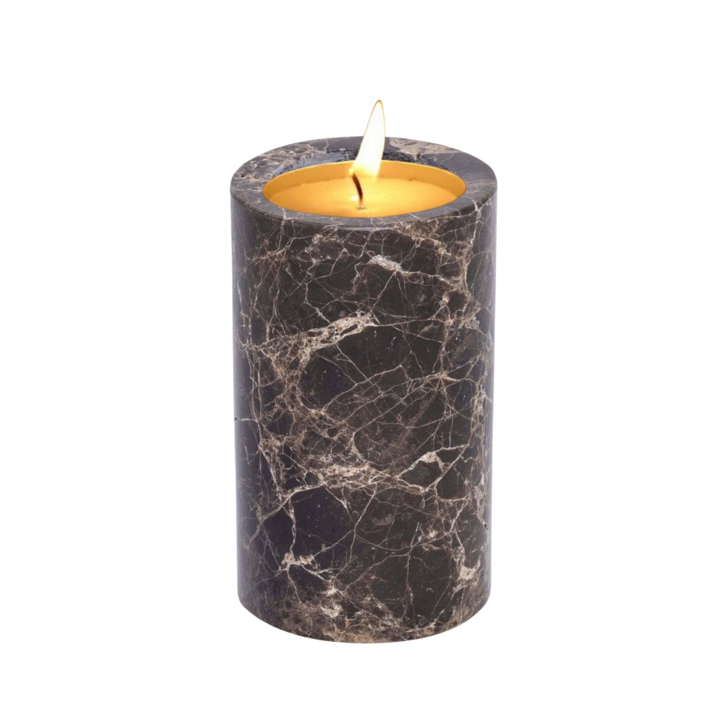 Travertine bruin waxinelichthouder L