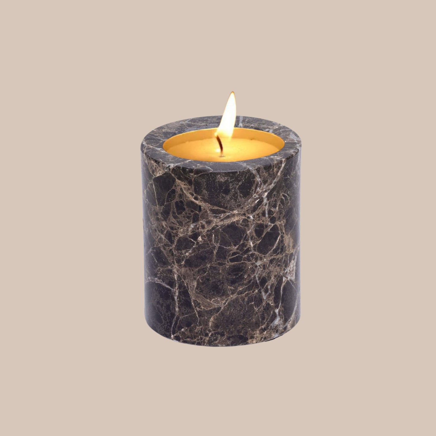 Travertine bruin waxinelichthouder M - Interior pieces