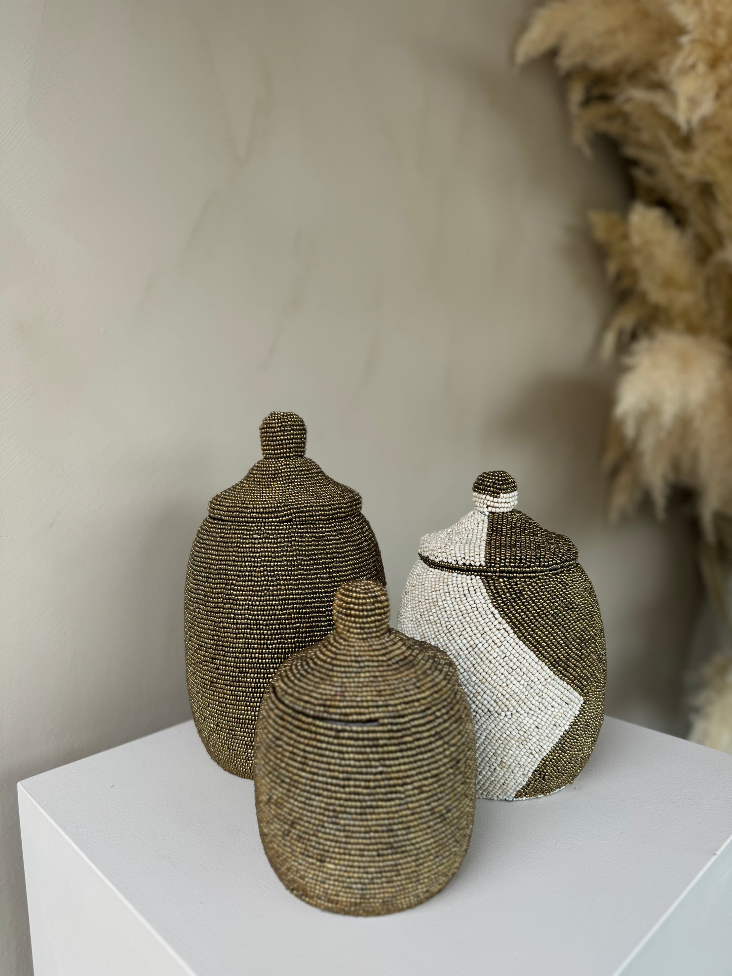 Mine kralenpotjes goud & Creme/goud - Interior pieces