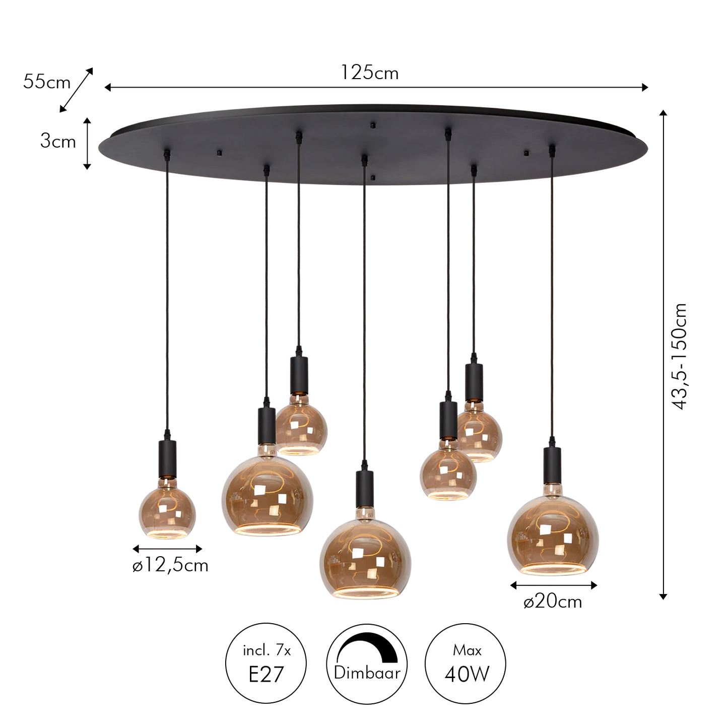 Hanglamp Yoki 7 - incl. Floating Globes Atmooz