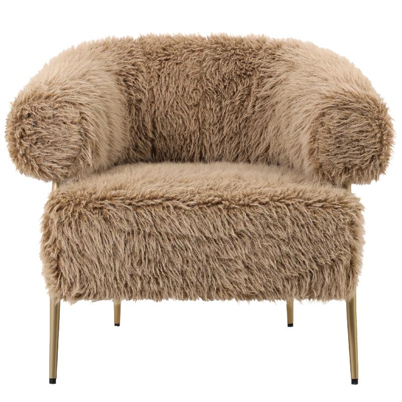PTMD Hair brown fauteuil metal base - Interior pieces