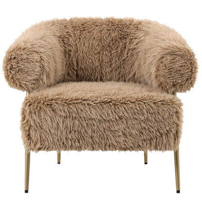 PTMD Hair brown fauteuil metal base - Interior pieces