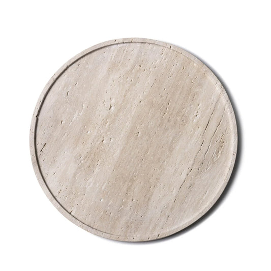 Travertine dienblad rond met rand - Interior pieces
