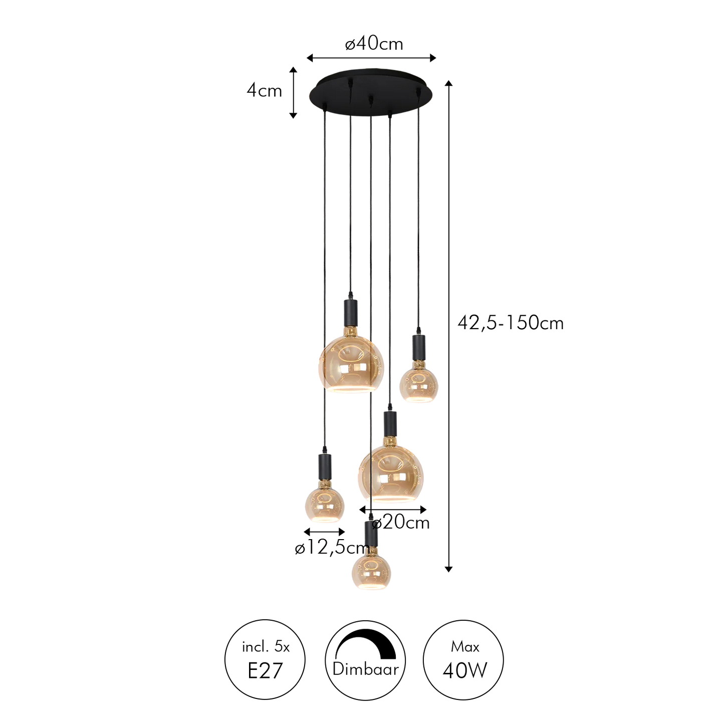 Hanglamp Sapa 5 - incl. Floating Globes Atmooz