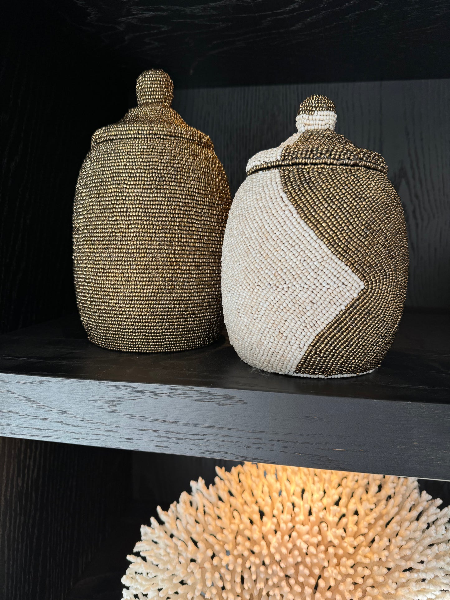 Mine kralenpotjes goud & Creme/goud - Interior pieces