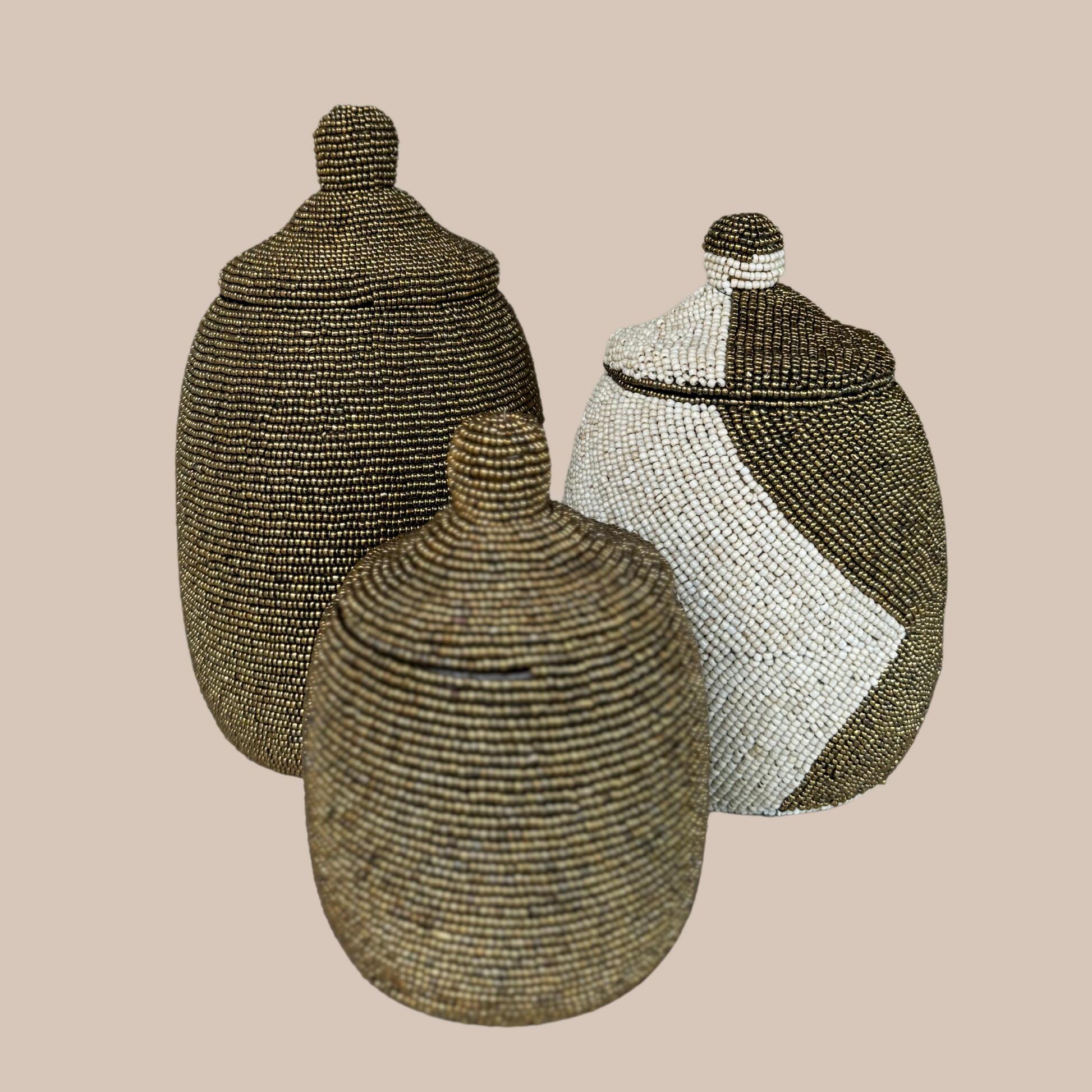 Mine kralenpotjes goud & Creme/goud - Interior pieces