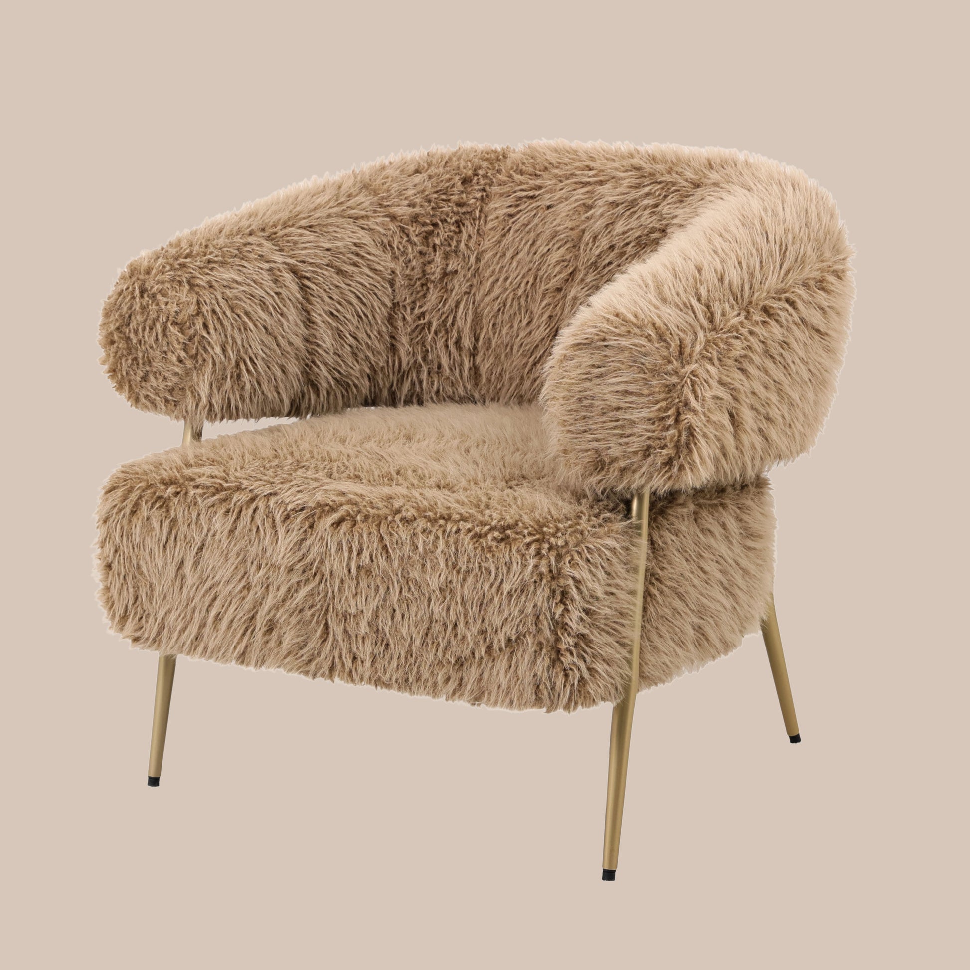 PTMD Hair brown fauteuil metal base - Interior pieces