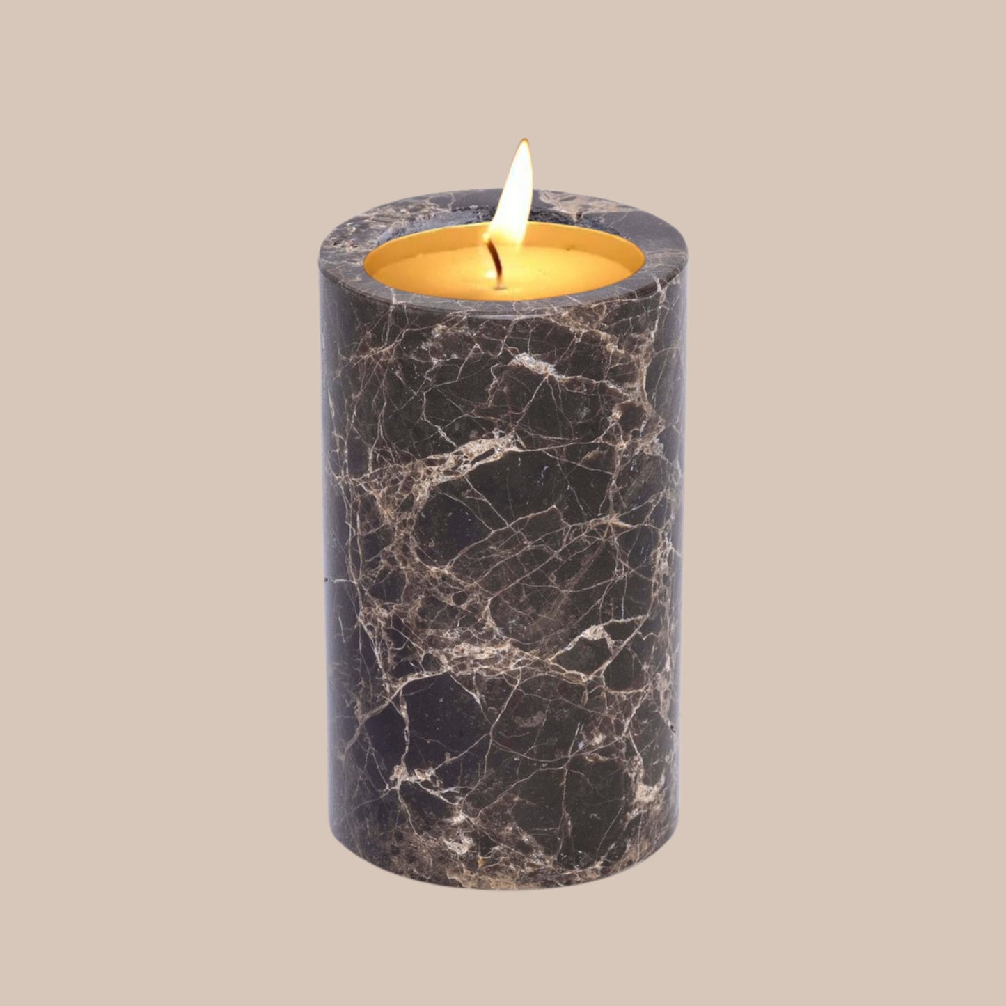 Travertine bruin waxinelichthouder L - Interior pieces