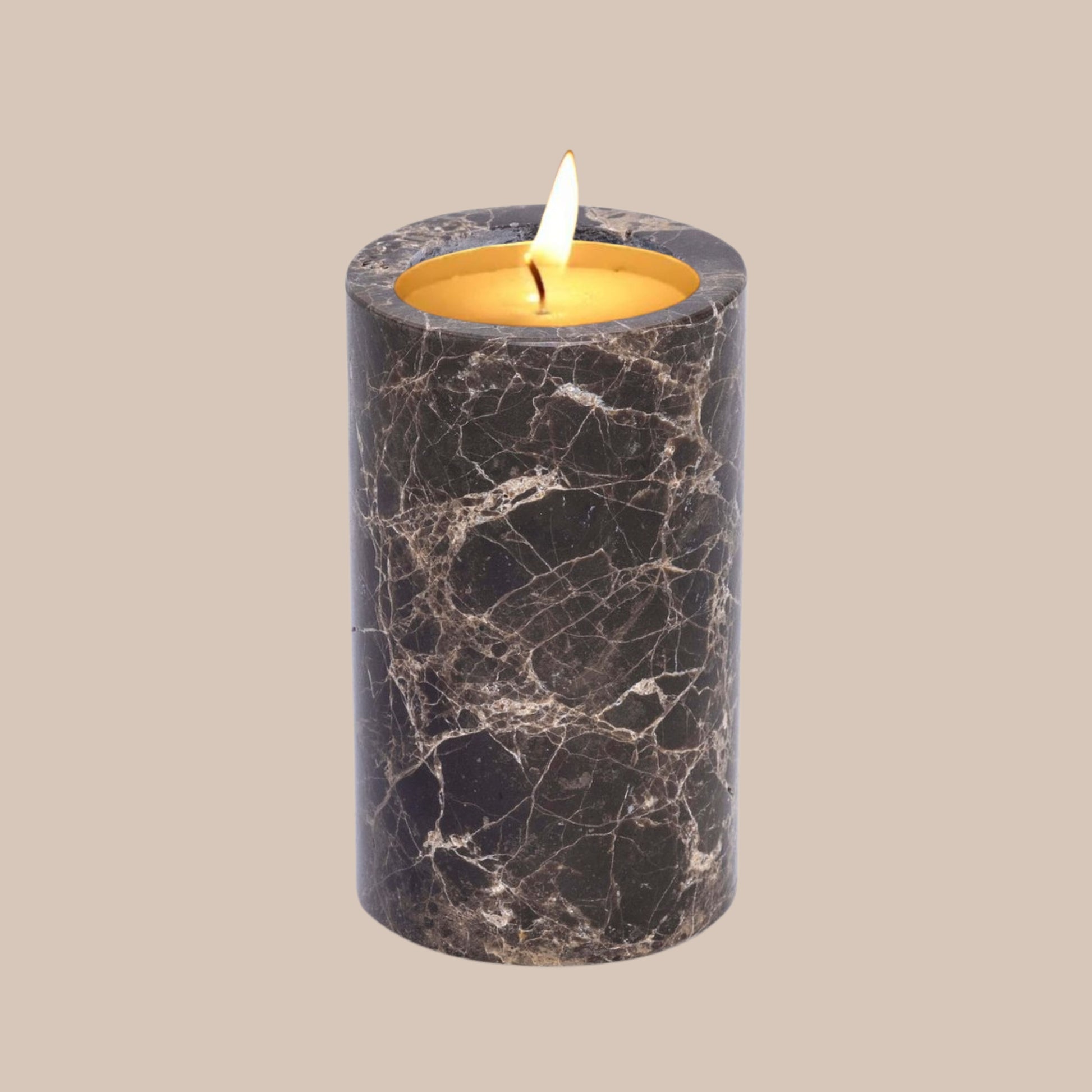 Travertine bruin waxinelichthouder L - Interior pieces