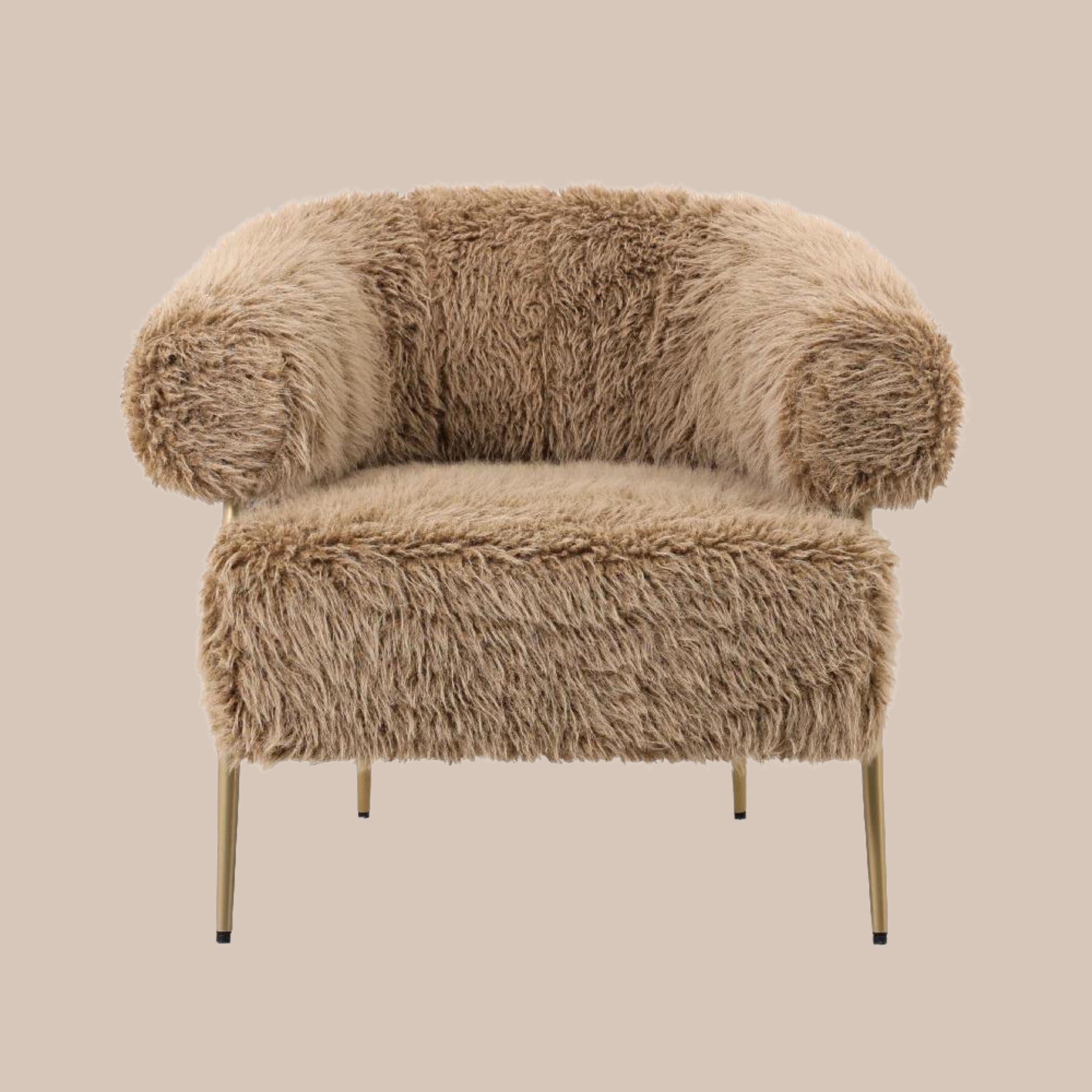 PTMD Hair brown fauteuil metal base - Interior pieces