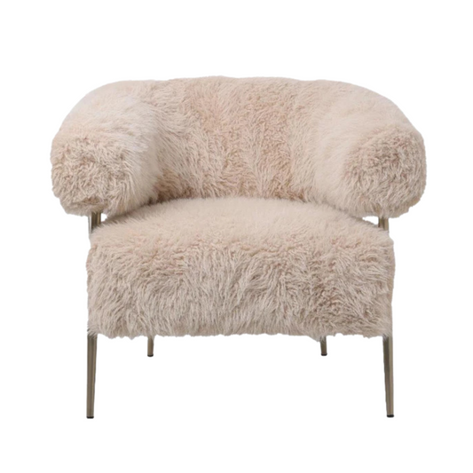 PTMD Hair Cream fauteuil champagne metal base - Interior pieces