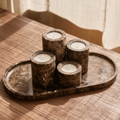 Travertine bruin waxinelichthouder L - Interior pieces