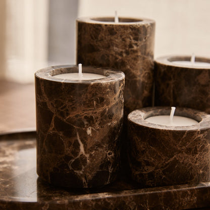 Travertine bruin waxinelichthouder M - Interior pieces